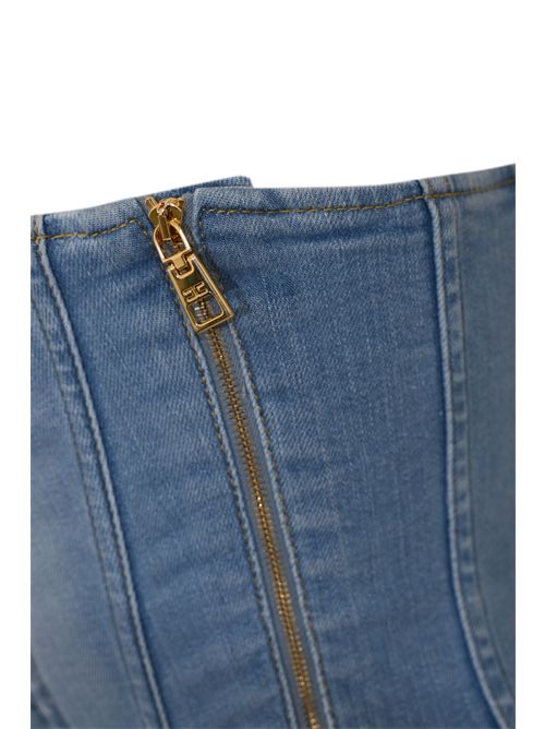 Top bustier in denim di cotone e lyocell con lacci criss-cross Elisabetta Franchi | JT02D61E2192